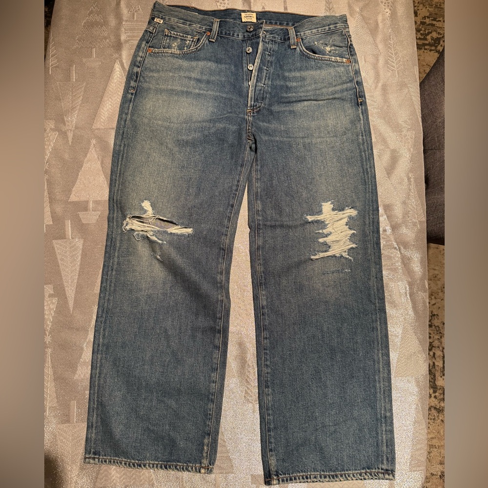 CITIZENS OF HUMANITY Lydia High-Rise Wide-Leg  Distressed Jeans Womens 30 NWOT